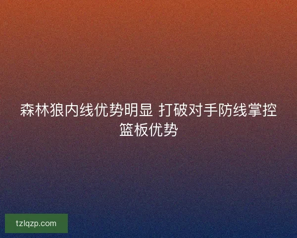 森林狼内线优势明显 打破对手防线掌控篮板优势